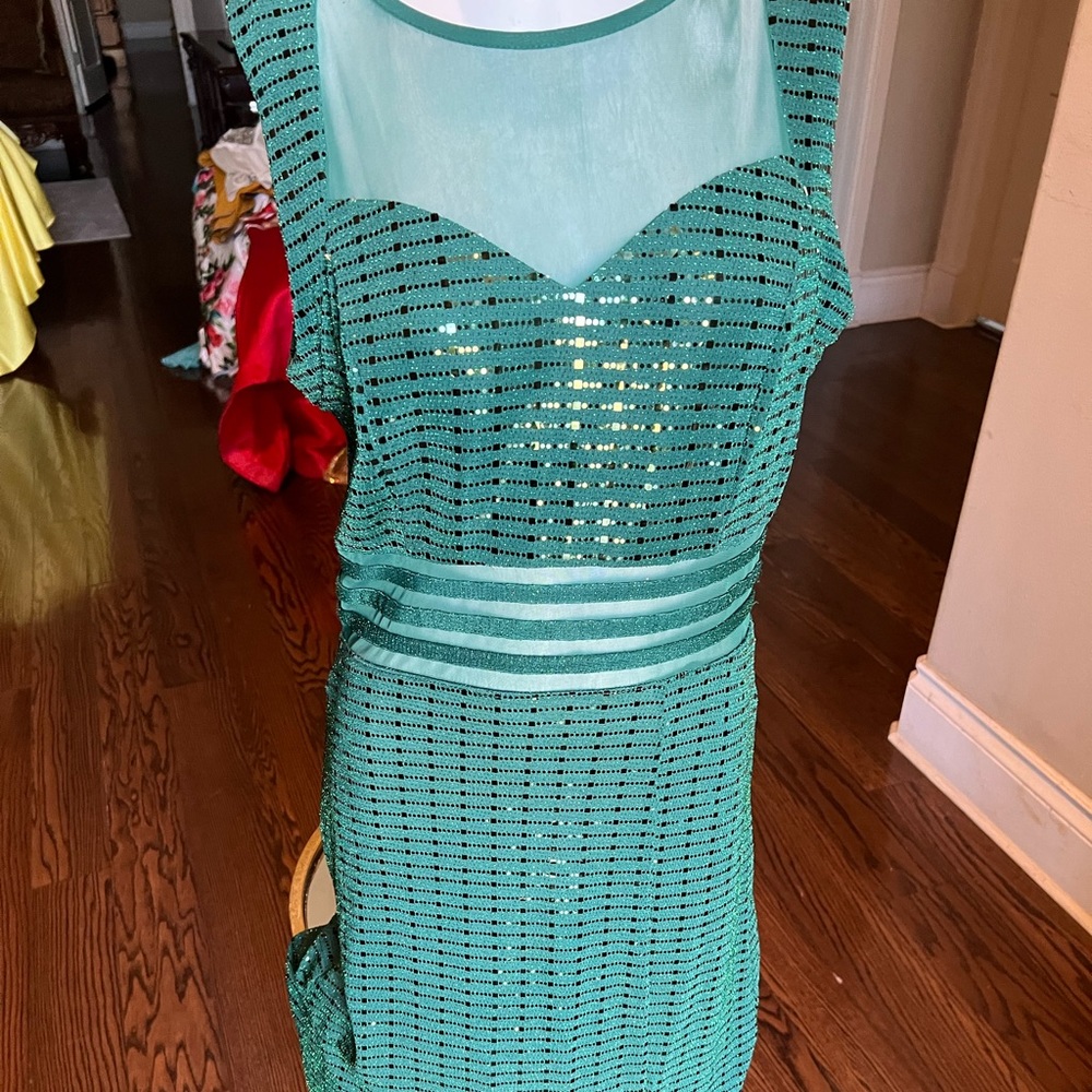 Green sequins gown